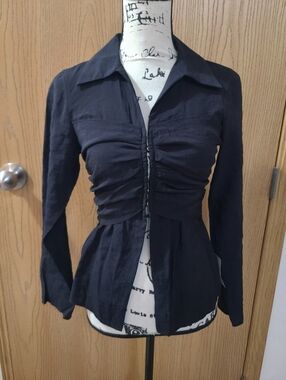 NWT Topshop Ruched Hook And Eye Punk Goth Bikercore Collared Corset Shirt